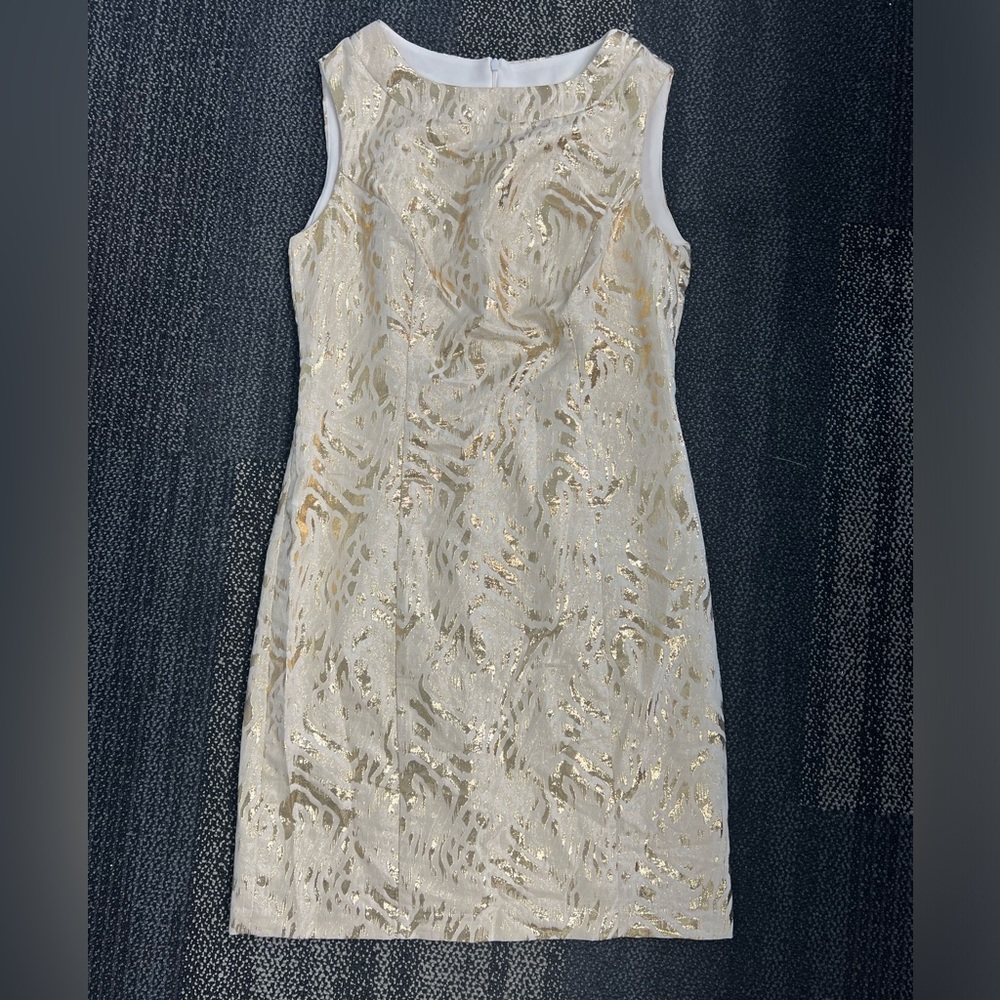 Christian Siriano for Spiegel Metallic Gold Brocade Sheath Dress Size 6-NWT